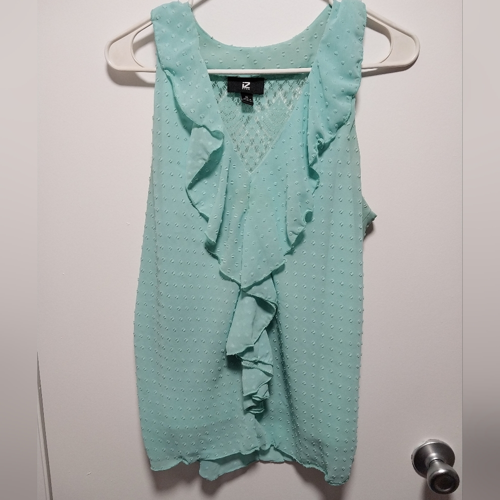 Mint Green Sleeveless Ruffle Top